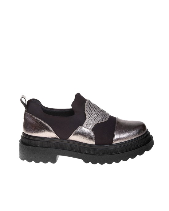  Bruno Scarpe Loafer Ανθρακί με Strass