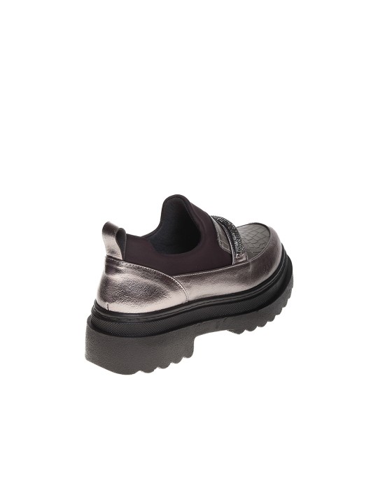  Bruno Scarpe Loafer Ανθρακί με Strass