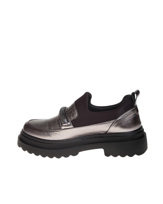  Bruno Scarpe Loafer Ανθρακί με Strass