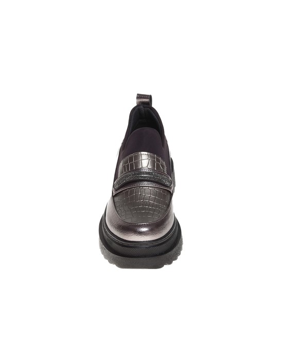  Bruno Scarpe Loafer Ανθρακί με Strass