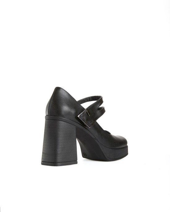 Bruno Scarpe Γόβα Καρέ με Φιάπα Μαύρο Bruno Scarpe Γόβα Καρέ με Φιάπα Μαύρο