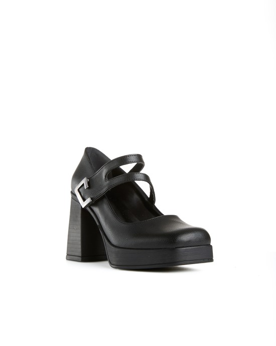 Bruno Scarpe Γόβα Καρέ με Φιάπα Μαύρο Bruno Scarpe Γόβα Καρέ με Φιάπα Μαύρο