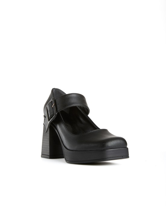 Bruno Scarpe Γόβα Καρέ με Φιάπα Μαύρο Bruno Scarpe Γόβα Καρέ με Φιάπα Μαύρο