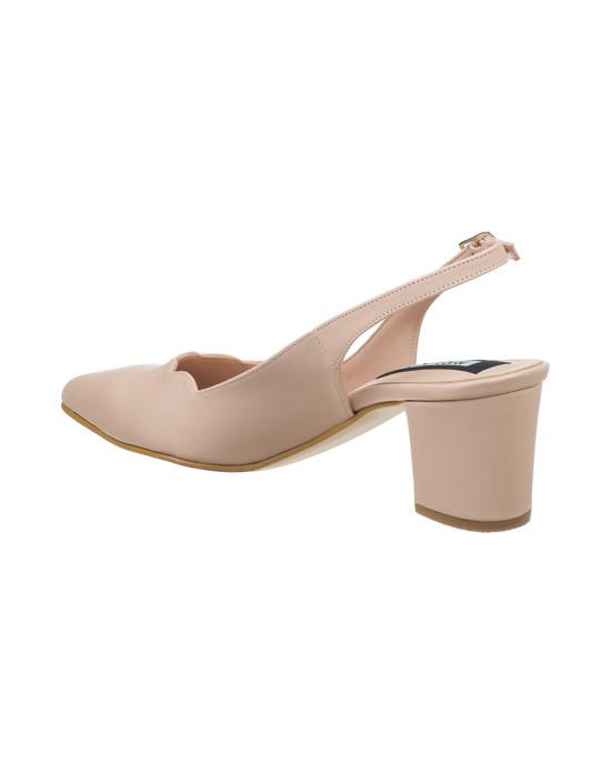  Bruno Scarpe Γόβα Mule Μυτερή με Χοντρό Τακούνι Δέρμα Nude