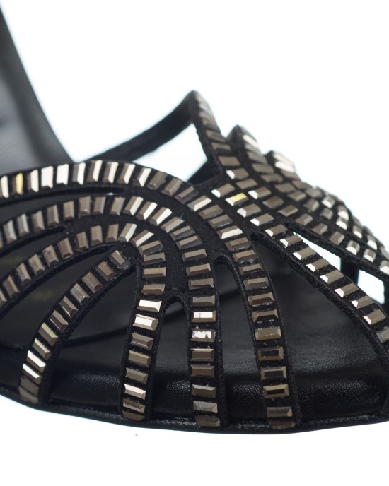   Bruno Scarpe Πέδιλο Γνήσιο Δέρμα Mirror Strass Μαύρο