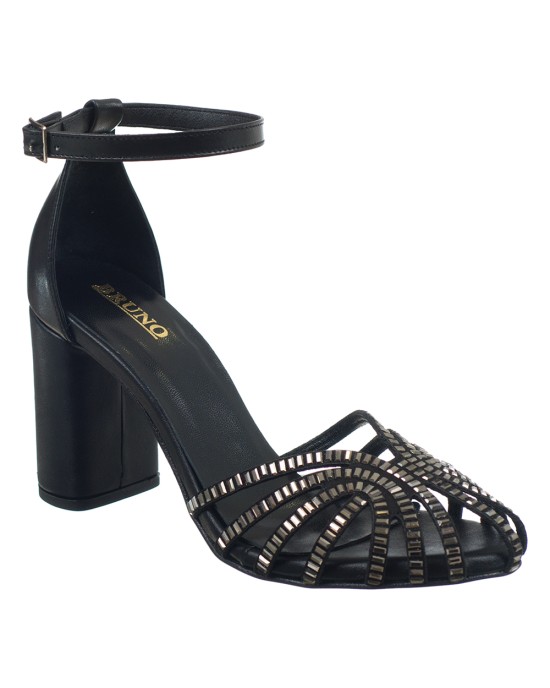   Bruno Scarpe Πέδιλο Γνήσιο Δέρμα Mirror Strass Μαύρο