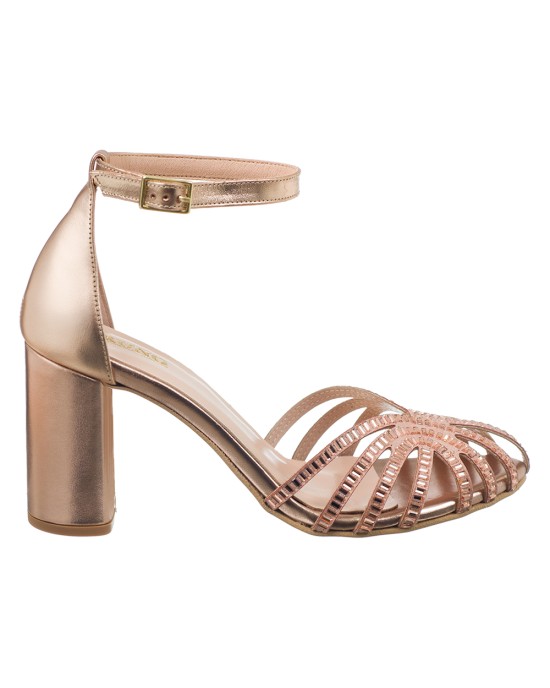   Bruno Scarpe Πέδιλο Γνήσιο Δέρμα Mirror Strass Χαλκός