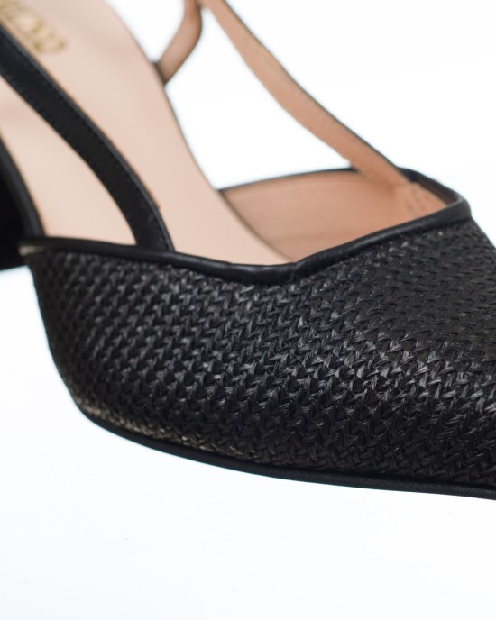  Bruno Scarpe Γόβα Mule Μυτερή Ψάθα Μαύρο