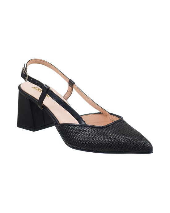  Bruno Scarpe Γόβα Mule Μυτερή Ψάθα Μαύρο