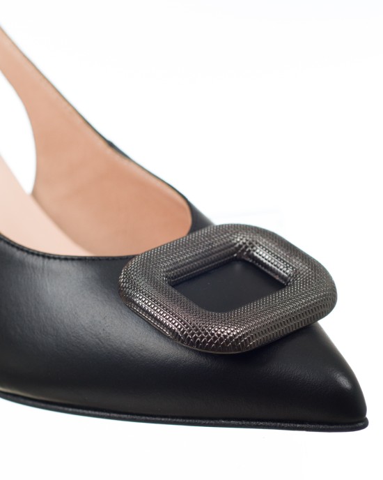   Bruno Scarpe Γόβα Mule Μυτερή με Ιδιαίτερη Αγκράφα Μαύρο 