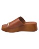   Bruno Scarpe Genuine Leather Platform With Gold Trim Tabac