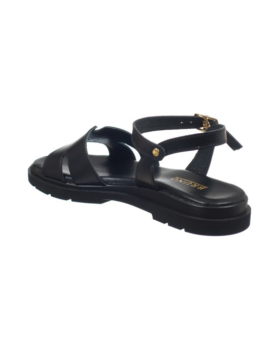   Bruno Scarpe Γνήσιο Δέρμα Flat Πέδιλα Μαύρο