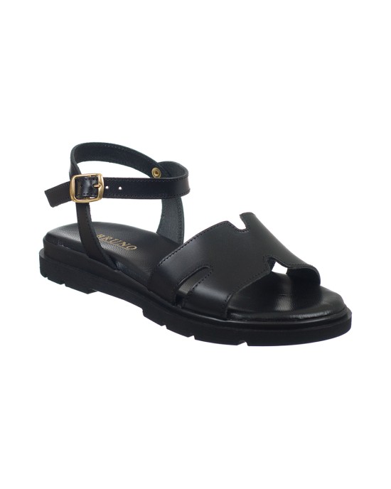   Bruno Scarpe Γνήσιο Δέρμα Flat Πέδιλα Μαύρο