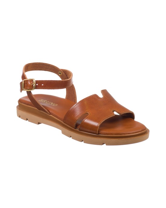   Bruno Scarpe Γνήσιο Δέρμα Flat Πέδιλα Ταμπά 