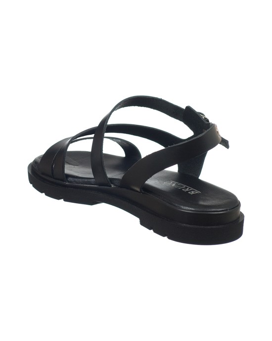   Bruno Scarpe Γνήσιο Δέρμα Flat Πέδιλα Μαύρο 