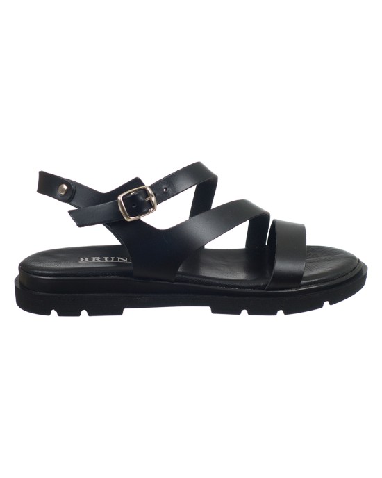   Bruno Scarpe Γνήσιο Δέρμα Flat Πέδιλα Μαύρο 