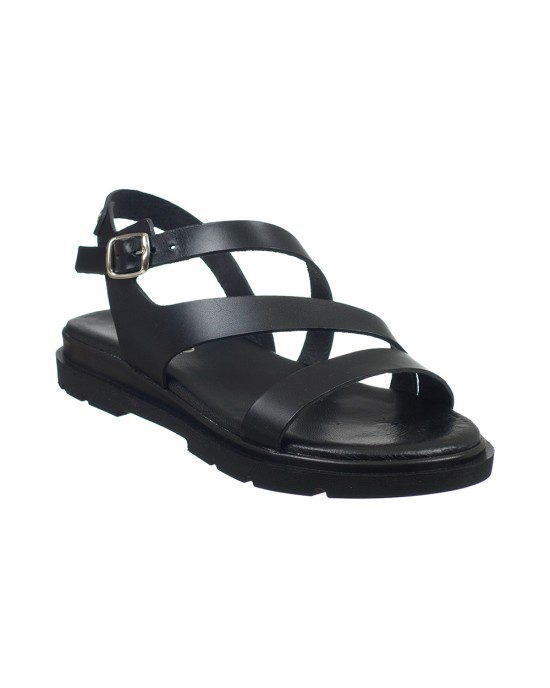   Bruno Scarpe Γνήσιο Δέρμα Flat Πέδιλα Μαύρο 