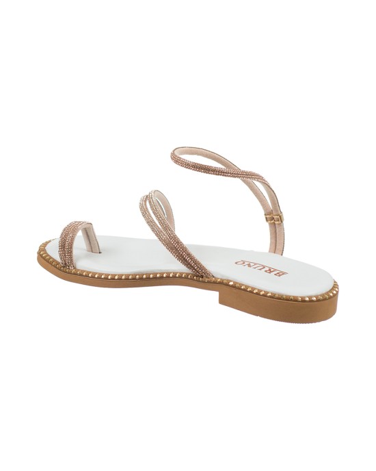   Bruno Scarpe Σανδάλι Γνήσιο Δέρμα με Strass Λευκό