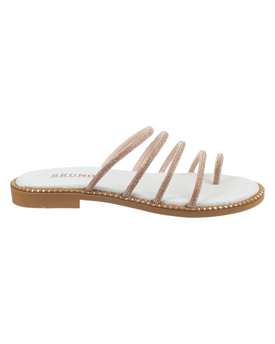   Bruno Scarpe Σανδάλι Γνήσιο Δέρμα με Strass Λευκό