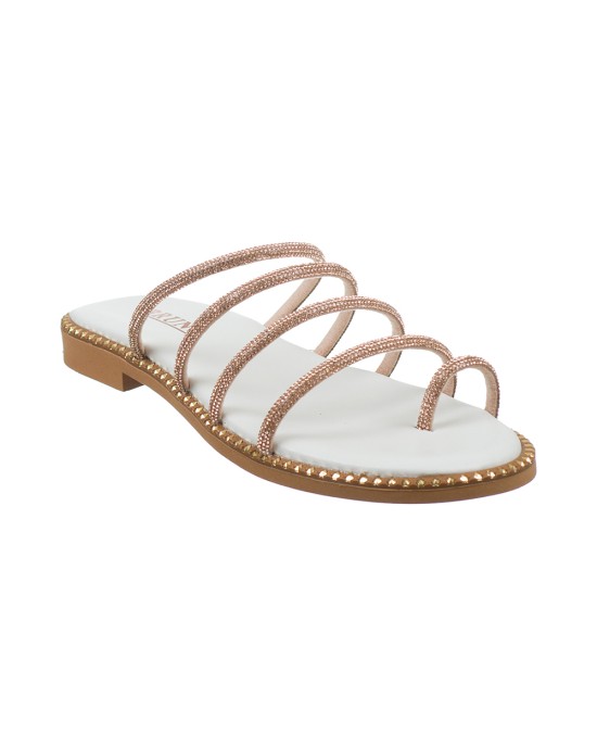   Bruno Scarpe Σανδάλι Γνήσιο Δέρμα με Strass Λευκό