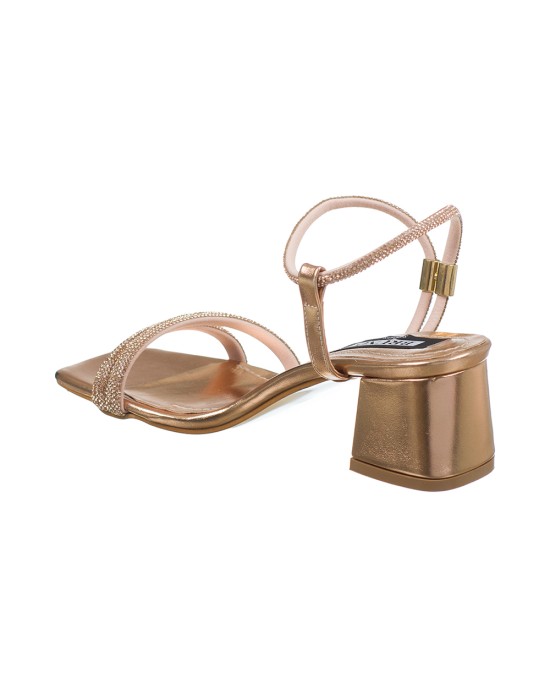  Bruno Scarpe Πέδιλο με Strass & Χοντρό Τακούνι Χαλκός