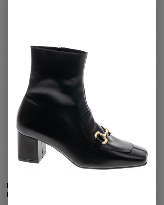 Bruno Scarpe Δερμάτινο Μποτάκι Καρέ με Αγκράφα Μαύρο Bruno Scarpe Δερμάτινο Μποτάκι Καρέ με Αγκράφα Μαύρο