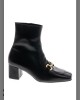 Bruno Scarpe Δερμάτινο Μποτάκι Καρέ με Αγκράφα Μαύρο Bruno Scarpe Δερμάτινο Μποτάκι Καρέ με Αγκράφα Μαύρο