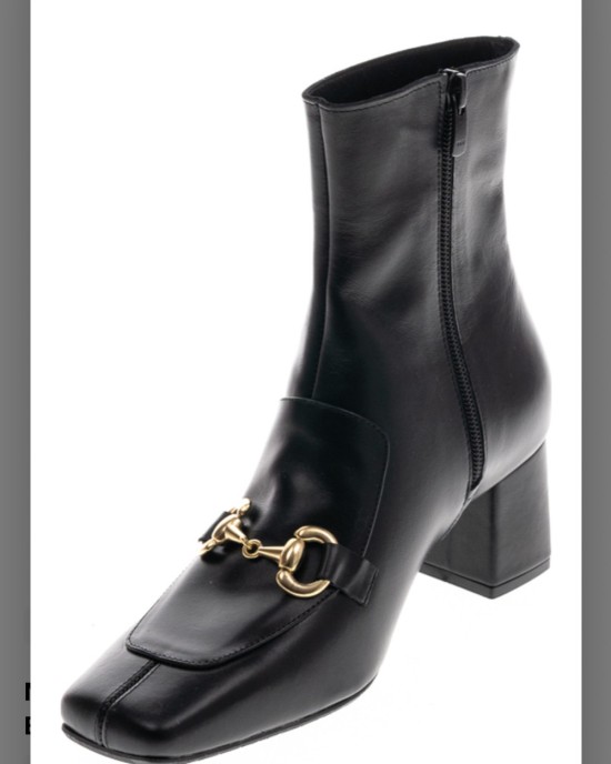 Bruno Scarpe Δερμάτινο Μποτάκι Καρέ με Αγκράφα Μαύρο Bruno Scarpe Δερμάτινο Μποτάκι Καρέ με Αγκράφα Μαύρο