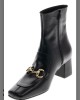 Bruno Scarpe Δερμάτινο Μποτάκι Καρέ με Αγκράφα Μαύρο Bruno Scarpe Δερμάτινο Μποτάκι Καρέ με Αγκράφα Μαύρο