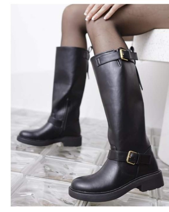 Bruno Scarpe Μπότα Μαύρη με Διπλή Αγκράφα στο πλάι Bruno Scarpe Μπότα Μαύρη με Διπλή Αγκράφα στο πλάι