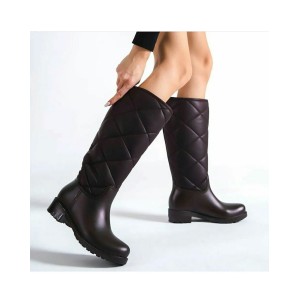 Bruno Scarpe Γαλότσα Μελιτζανί με Σχέδιο Καπιτονέ  Bruno Scarpe Γαλότσα Μελιτζανί με Σχέδιο Καπιτονέ