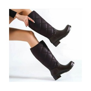 Bruno Scarpe Γαλότσα Μελιτζανί με Σχέδιο Καπιτονέ  Bruno Scarpe Γαλότσα Μελιτζανί με Σχέδιο Καπιτονέ