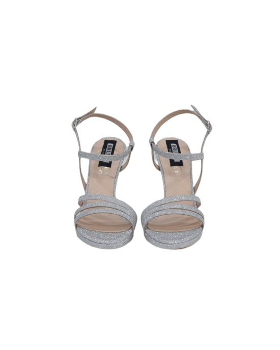  Πέδιλα Ασημί Glitter. Ύψος Τακουνιού 10cm & φιάπα 1,5cm BS-27080S