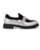 Bruno Scarpe Loafer Ασημί & Μαύρο με Strass