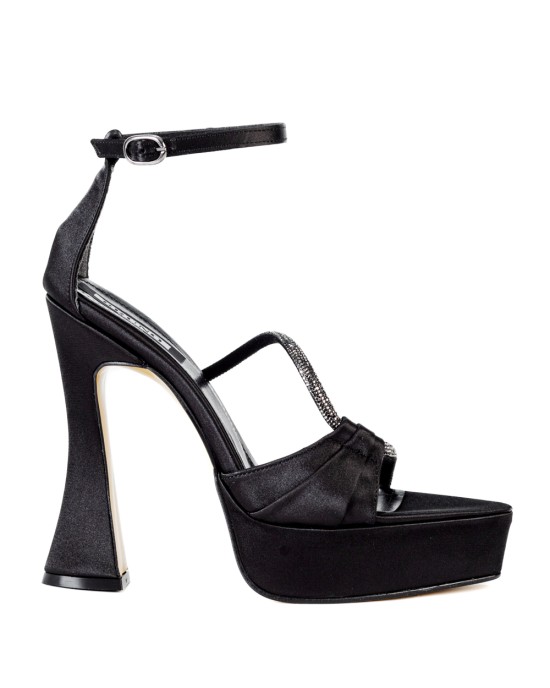  Bruno Scarpe Σατέν Πέδιλα Μαύρο χρώμα BS-03800B