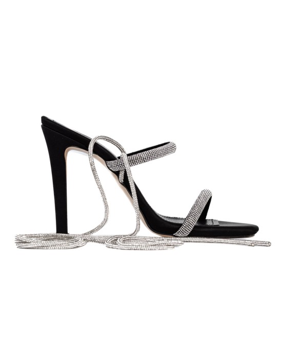  Bruno Scarpe Πέδιλα με Κορδόνι Strass Μαύρο BS-0900