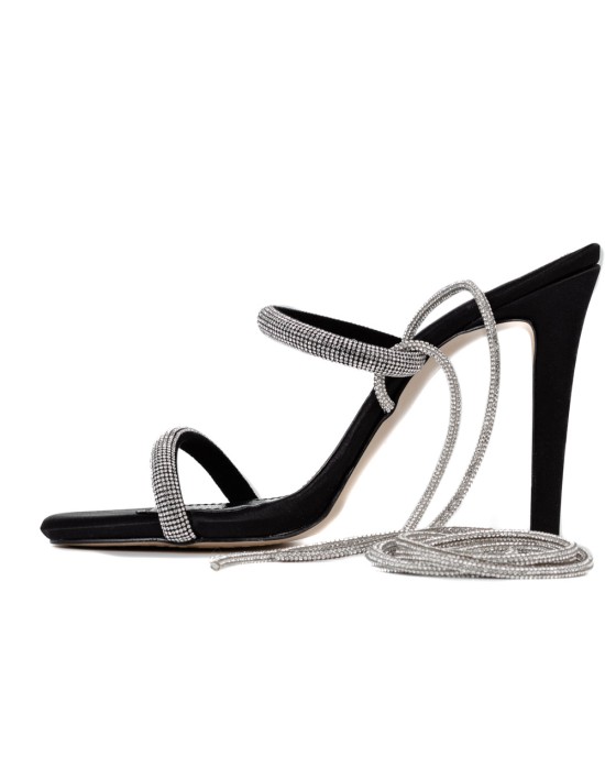  Bruno Scarpe Πέδιλα με Κορδόνι Strass Μαύρο BS-0900