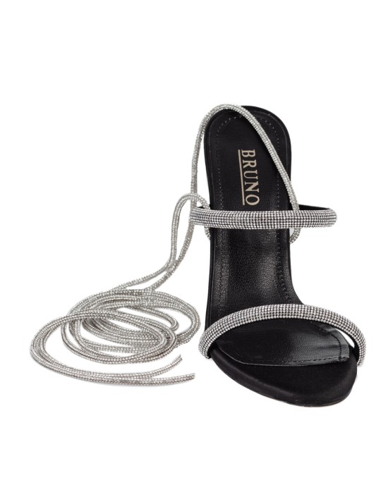  Bruno Scarpe Πέδιλα με Κορδόνι Strass Μαύρο BS-0900