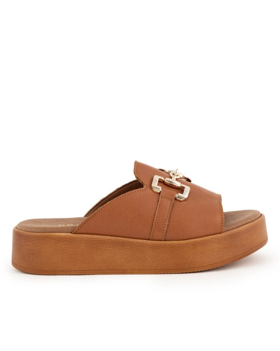  Bruno Scarpe Γνήσιο Δέρμα Flatform Ταμπά 