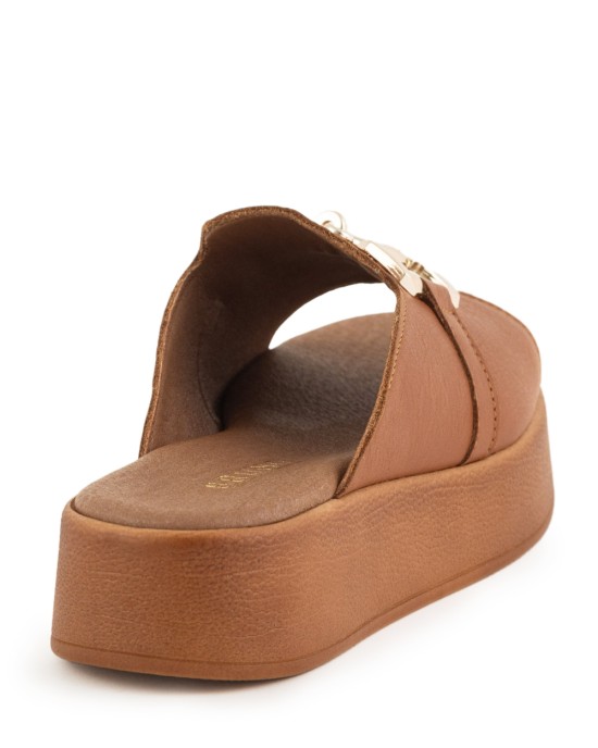  Bruno Scarpe Γνήσιο Δέρμα Flatform Ταμπά 